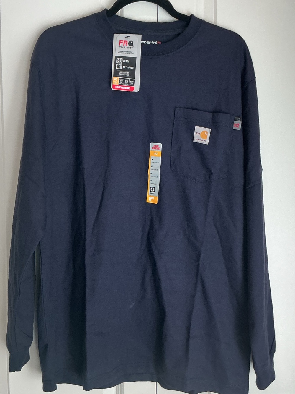 Carhartt Men’s FR Long-Sleeve Pocket Tee in Dark Navy MEDIUM
